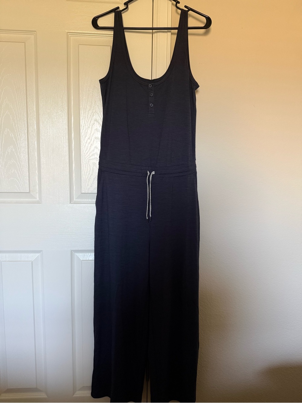Vuori Navy Sleeveless Scoop-Neck Jumpsuit with Drawstring